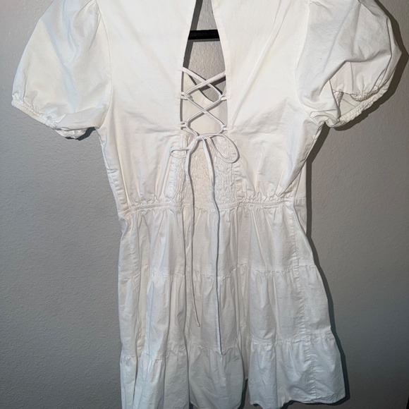 White Mini Puff Sleeve Dress - Picture 3 of 3